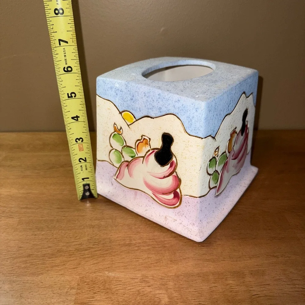 Nighoni Original Southwestern Ceramic Tissue Box Cover Desert Landscape Blue
